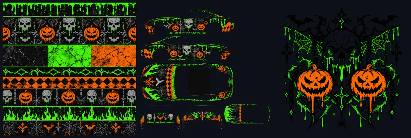 One crew style board used for a livery sheet and a tattoo design