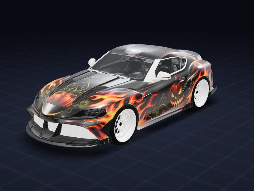 FiveM car livery designed by AI in the Livery Studio and shown on a demo car