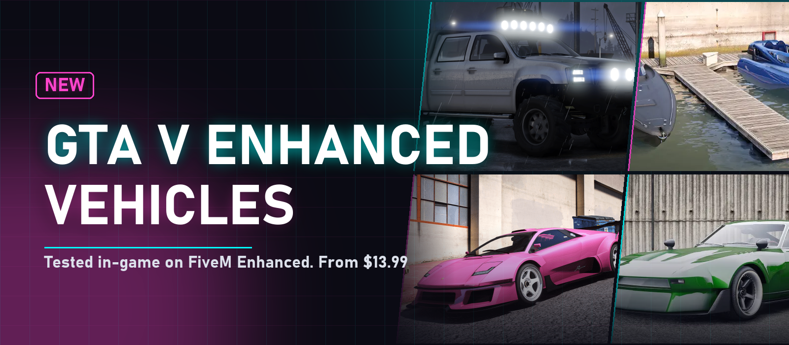 New GTA V Enhanced (gen9) FiveM vehicles, tested in-game on FiveM Enhanced, from $13.99