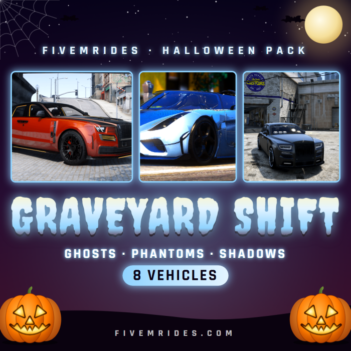 Graveyard Shift Pack (8 Ghost & Phantom Cars) - FiveMRides pack cover