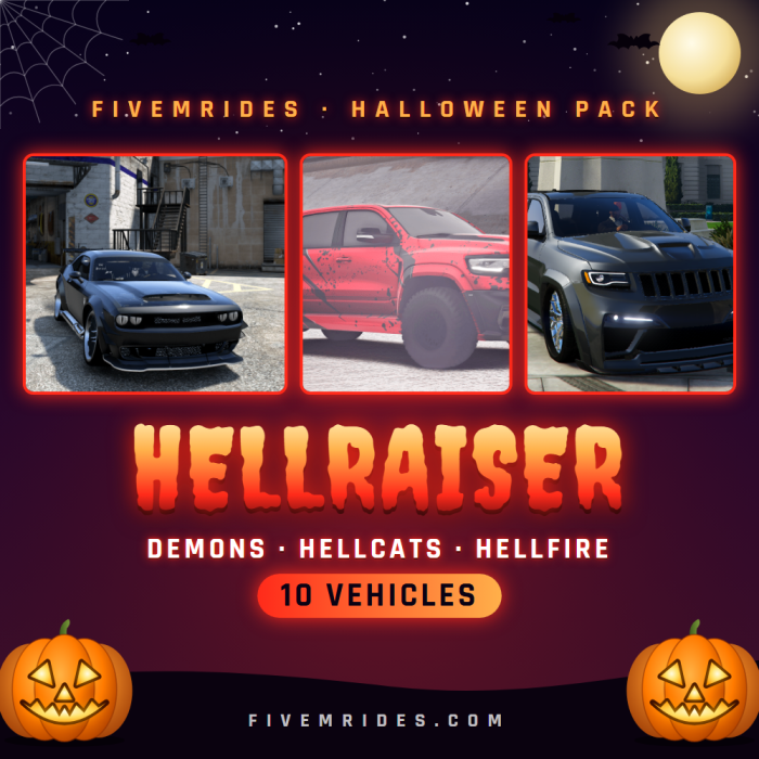 Hellraiser Pack (10 Demon & Hellcat Builds) - FiveMRides pack cover