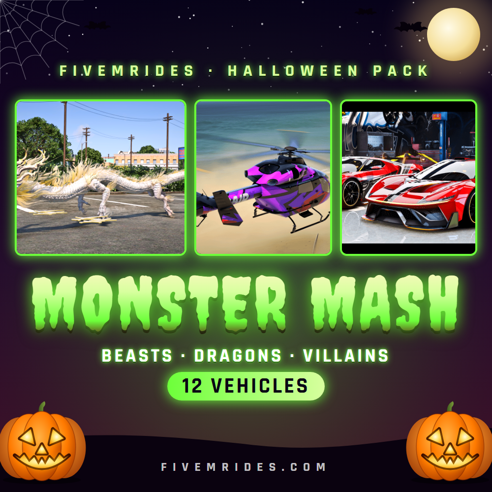 Monster Mash Pack (12 Beasts, Dragons & Villains) - FiveMRides pack cover