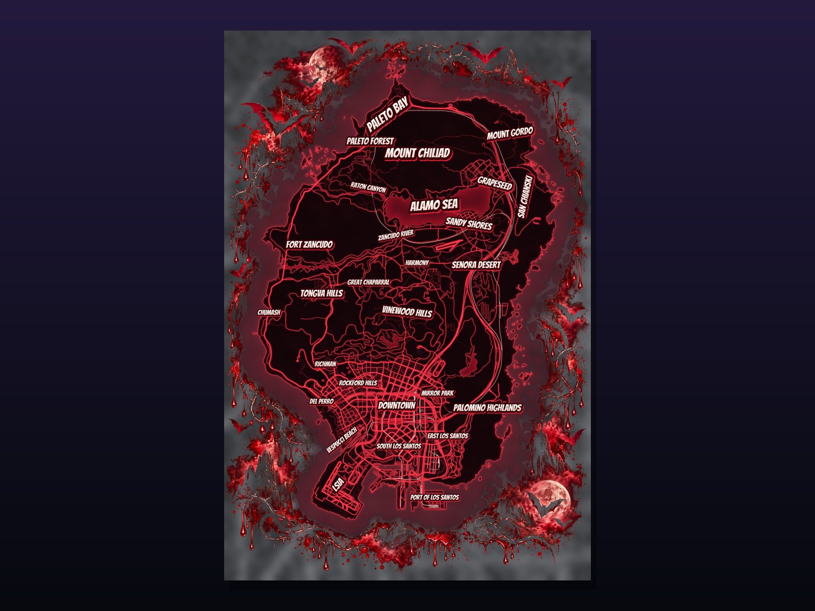 Blood Moon custom FiveM pause map, Dark style