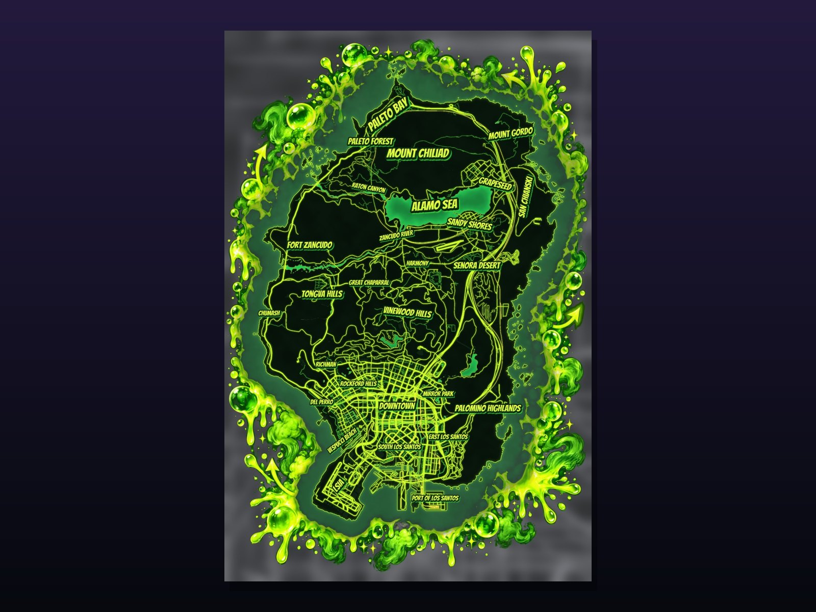 Toxic Slime custom FiveM pause map, Toxic style