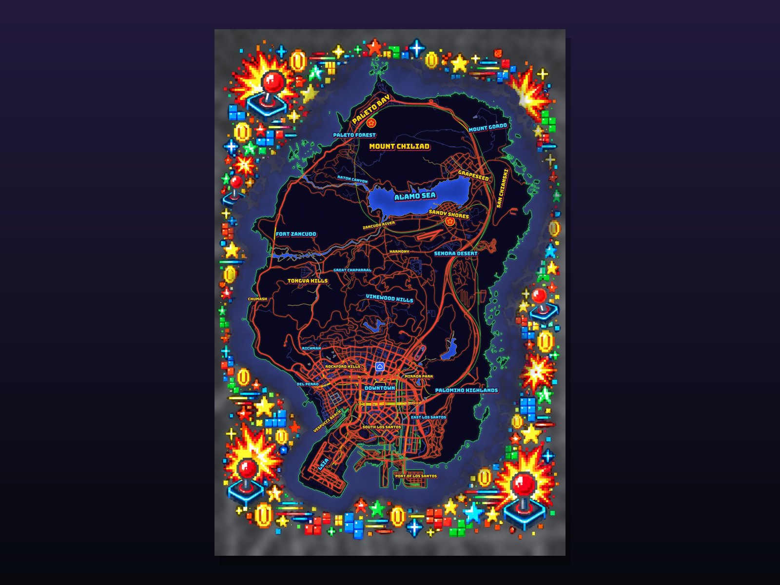Retro Arcade custom FiveM pause map, Retro style