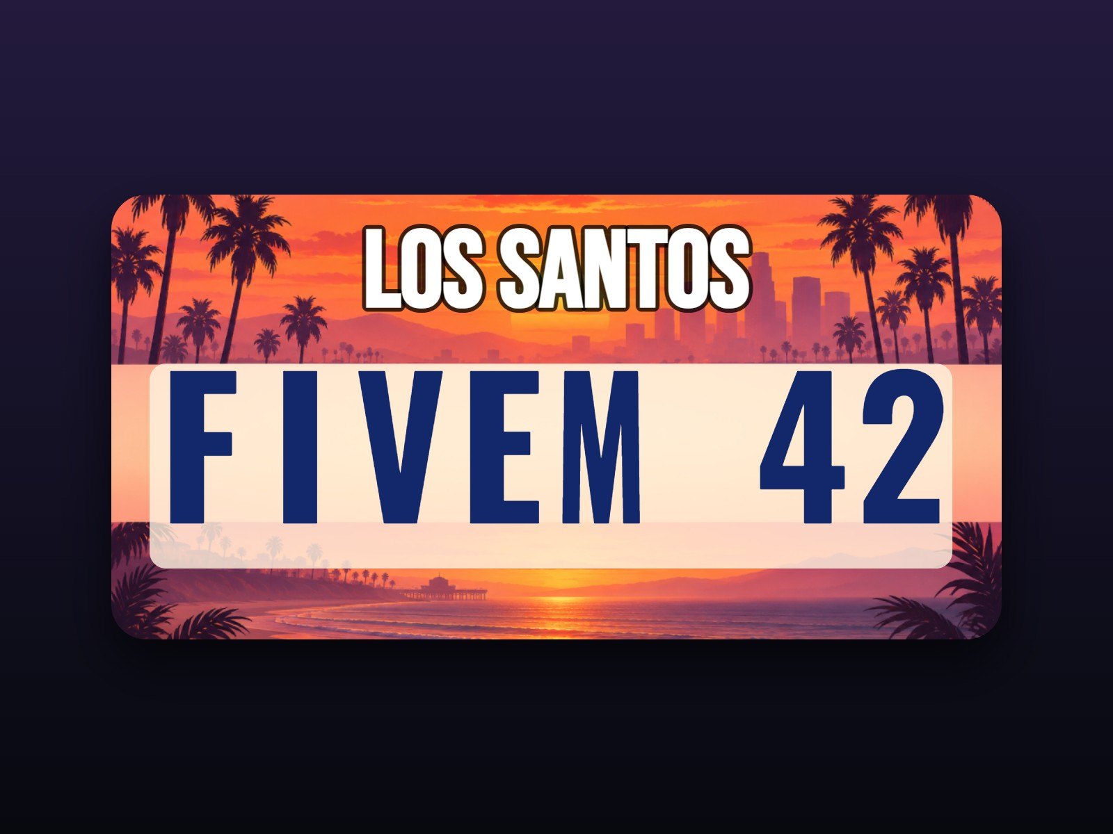 Los Santos Sunset custom licence plate, Sunset style