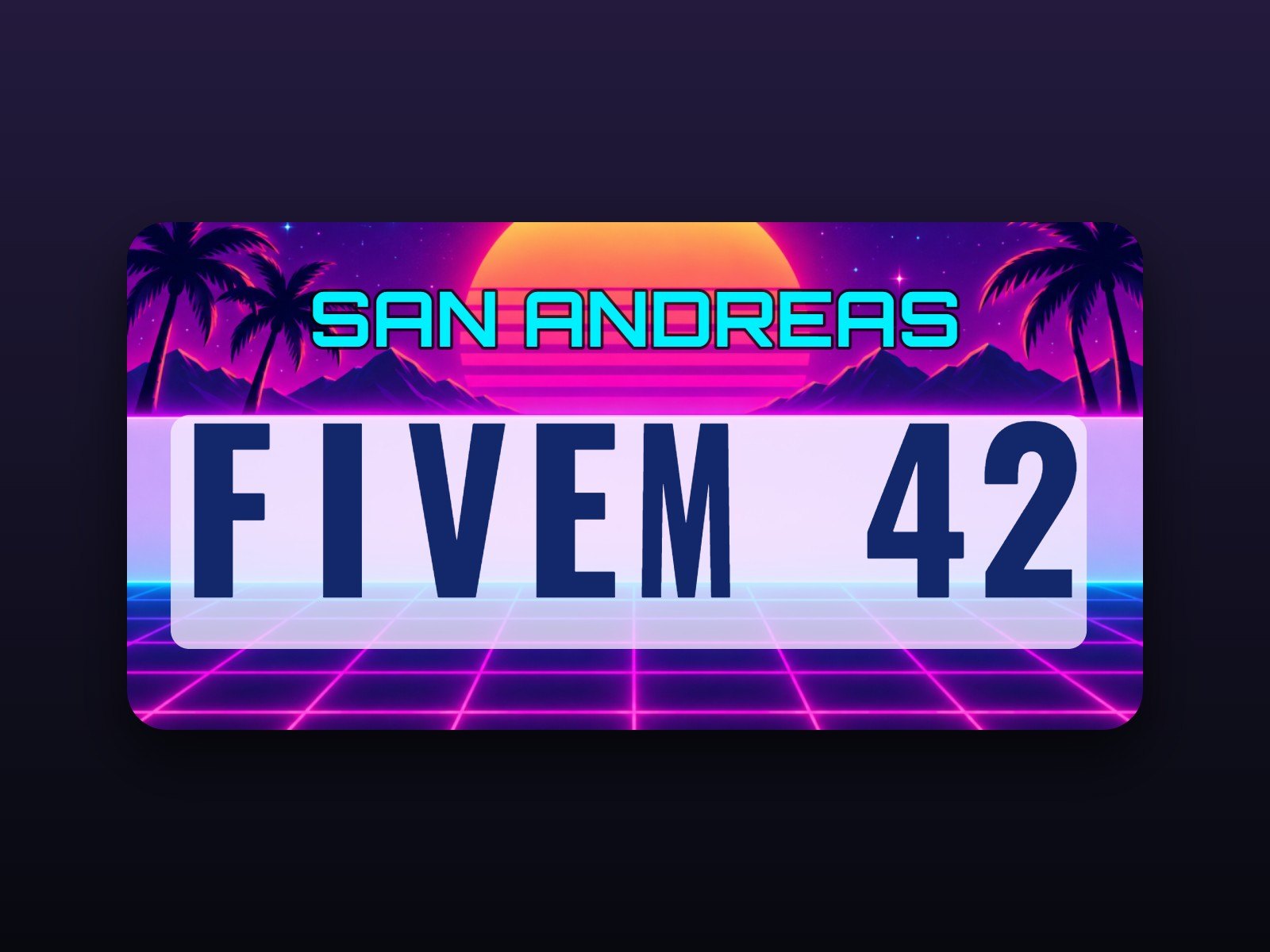 Synthwave Grid custom licence plate, Neon style